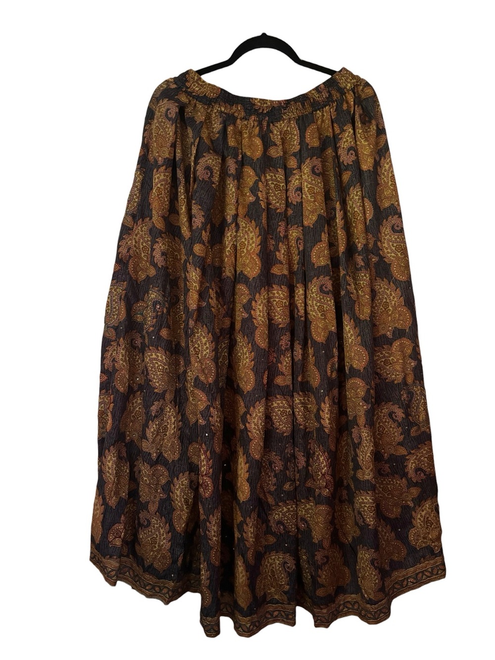 Boho Paisley Maxi Skirt in Saffron and Charcoal - Picture 2 of 7